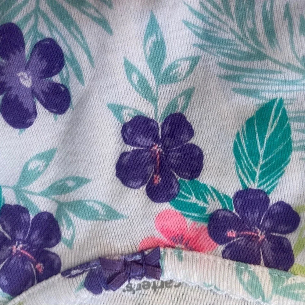 Carter's 3 piece Purple floral Baby romper and ‎ shirt/ pant set 6m New